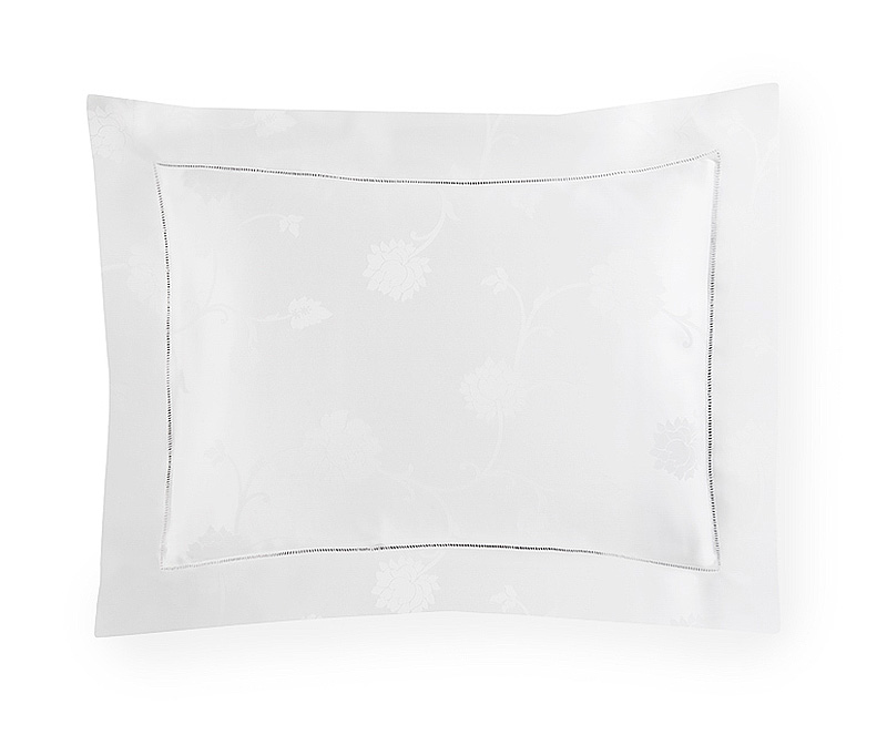 Sferra Giza 45 Jacquard Pillow Sham With Hemstitch Detail - White
