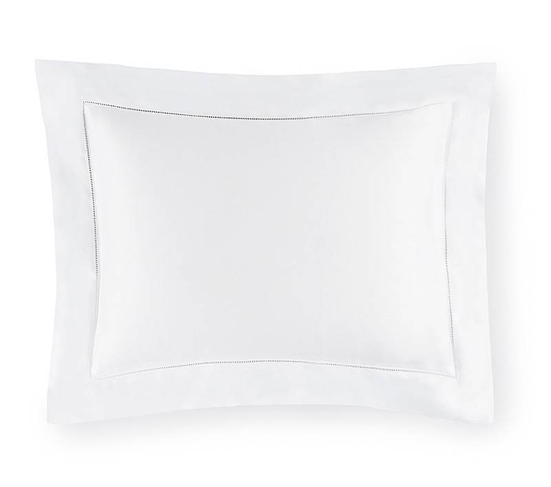 Sferra Giza 45 Sateen Pillow Sham With Hemstitch Detail - White